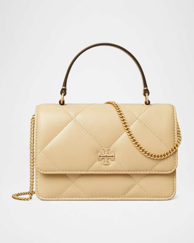 Kira Mini Pave Logo Quilted Leather Wallet on Chain